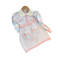 Load image into Gallery viewer, 2 Pieces Set Baby Kid Girls Checked Crochet Cardigan And Skirts Wholesale 220927242
