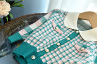 Load image into Gallery viewer, 2 Pieces Set Baby Kid Girls Checked Crochet Cardigan And Skirts Wholesale 220927242
