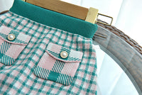 Load image into Gallery viewer, 2 Pieces Set Baby Kid Girls Checked Crochet Cardigan And Skirts Wholesale 220927242
