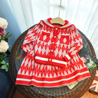 Load image into Gallery viewer, 2 Pieces Set Baby Kid Girls Checked Crochet Cardigan And Skirts Wholesale 220927245
