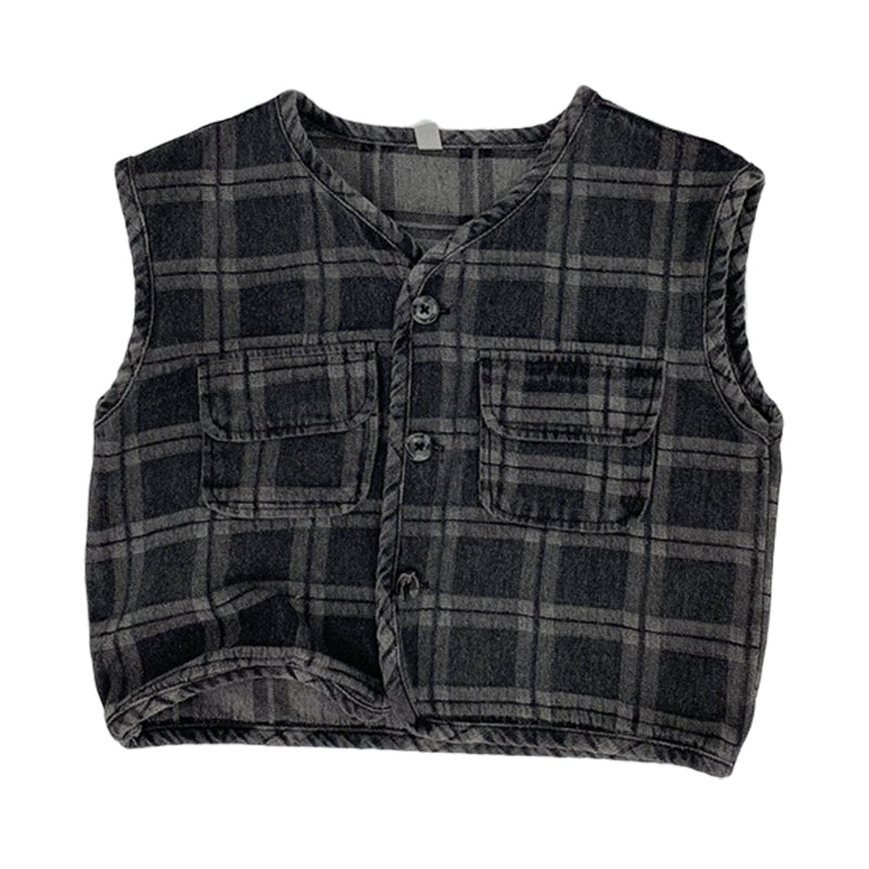 Baby Kid Unisex Checked Vests Waistcoats Wholesale 220927254