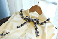 Load image into Gallery viewer, 2 Pieces Set Baby Kid Girls Color-blocking Cardigan And Checked Skirts Wholesale 220927274
