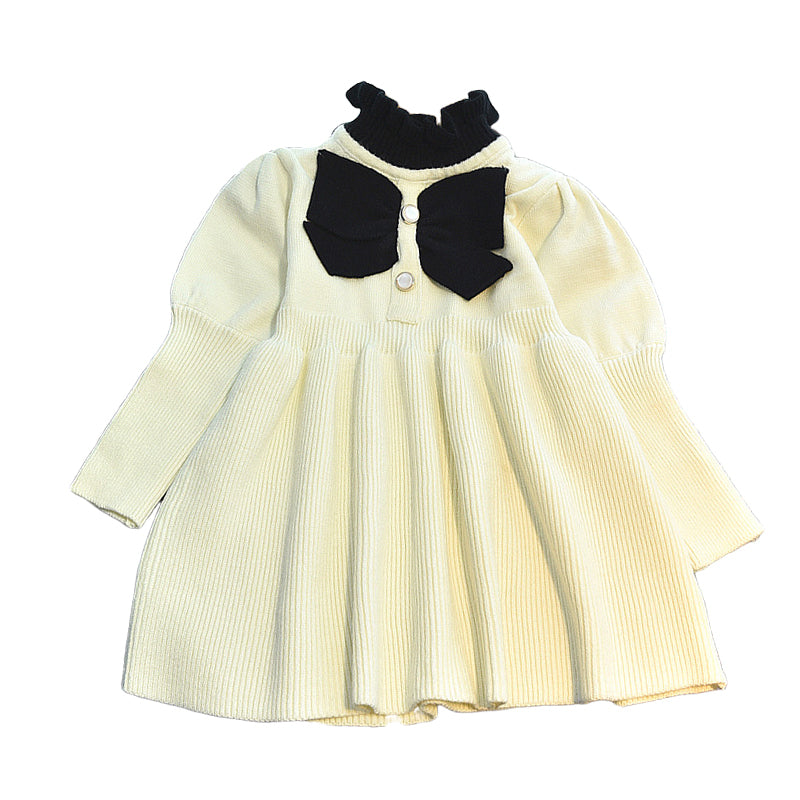 Baby Kid Girls Color-blocking Bow Crochet Dresses Wholesale 220927278