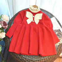 Load image into Gallery viewer, Baby Kid Girls Color-blocking Bow Crochet Dresses Wholesale 220927278
