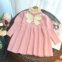 Load image into Gallery viewer, Baby Kid Girls Color-blocking Bow Crochet Dresses Wholesale 220927278
