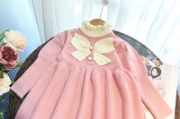 Load image into Gallery viewer, Baby Kid Girls Color-blocking Bow Crochet Dresses Wholesale 220927278
