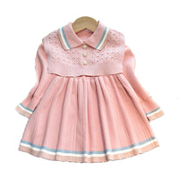 Load image into Gallery viewer, 2 Pieces Set Baby Kid Girls Striped Crochet Dresses And Solid Color Vests Waistcoats Wholesale 220927280
