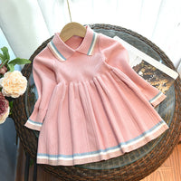 Load image into Gallery viewer, 2 Pieces Set Baby Kid Girls Striped Crochet Dresses And Solid Color Vests Waistcoats Wholesale 220927280
