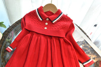 Load image into Gallery viewer, 2 Pieces Set Baby Kid Girls Striped Crochet Dresses And Solid Color Vests Waistcoats Wholesale 220927280
