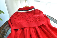 Load image into Gallery viewer, 2 Pieces Set Baby Kid Girls Striped Crochet Dresses And Solid Color Vests Waistcoats Wholesale 220927280
