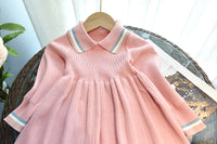 Load image into Gallery viewer, 2 Pieces Set Baby Kid Girls Striped Crochet Dresses And Solid Color Vests Waistcoats Wholesale 220927280
