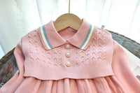 Load image into Gallery viewer, 2 Pieces Set Baby Kid Girls Striped Crochet Dresses And Solid Color Vests Waistcoats Wholesale 220927280
