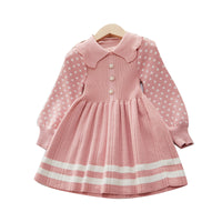 Load image into Gallery viewer, Baby Kid Girls Striped Polka dots Crochet Dresses Wholesale 220927283
