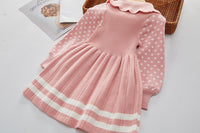 Load image into Gallery viewer, Baby Kid Girls Striped Polka dots Crochet Dresses Wholesale 220927283

