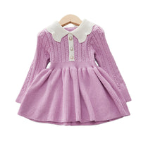 Load image into Gallery viewer, Baby Kid Girls Color-blocking Crochet Dresses Wholesale 220927285

