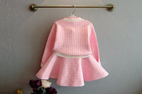Load image into Gallery viewer, 2 Pieces Set Baby Kid Girls Houndstooth Cardigan And Skirts Wholesale 22092729

