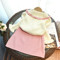 Load image into Gallery viewer, 2 Pieces Set Baby Kid Girls Flower Embroidered Cardigan And Bow Skirts Wholesale 220927291
