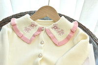 Load image into Gallery viewer, 2 Pieces Set Baby Kid Girls Flower Embroidered Cardigan And Bow Skirts Wholesale 220927291
