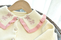 Load image into Gallery viewer, 2 Pieces Set Baby Kid Girls Flower Embroidered Cardigan And Bow Skirts Wholesale 220927291
