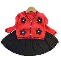 Load image into Gallery viewer, 2 Pieces Set Baby Kid Girls Flower Cardigan And Solid Color Skirts Wholesale 220927292
