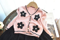 Load image into Gallery viewer, 2 Pieces Set Baby Kid Girls Flower Cardigan And Solid Color Skirts Wholesale 220927292
