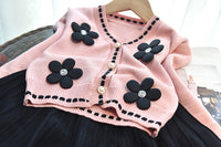 Load image into Gallery viewer, 2 Pieces Set Baby Kid Girls Flower Cardigan And Solid Color Skirts Wholesale 220927292
