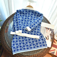 Load image into Gallery viewer, 2 Pieces Set Baby Kid Girls Love heart Checked Crochet Jackets Outwears And Skirts Wholesale 220927295
