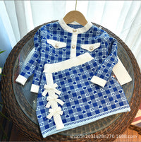 Load image into Gallery viewer, 2 Pieces Set Baby Kid Girls Love heart Checked Crochet Jackets Outwears And Skirts Wholesale 220927295
