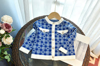 Load image into Gallery viewer, 2 Pieces Set Baby Kid Girls Love heart Checked Crochet Jackets Outwears And Skirts Wholesale 220927295
