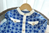 Load image into Gallery viewer, 2 Pieces Set Baby Kid Girls Love heart Checked Crochet Jackets Outwears And Skirts Wholesale 220927295
