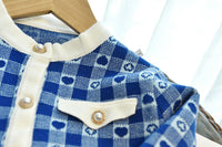 Load image into Gallery viewer, 2 Pieces Set Baby Kid Girls Love heart Checked Crochet Jackets Outwears And Skirts Wholesale 220927295
