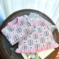 Load image into Gallery viewer, 2 Pieces Set Baby Kid Girls Crochet Sweaters And Skirts Wholesale 220927296
