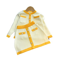 Load image into Gallery viewer, 2 Pieces Set Baby Kid Girls Color-blocking Crochet Cardigan And Skirts Wholesale 220927297
