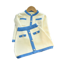 Load image into Gallery viewer, 2 Pieces Set Baby Kid Girls Color-blocking Crochet Cardigan And Skirts Wholesale 220927297
