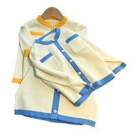 Load image into Gallery viewer, 2 Pieces Set Baby Kid Girls Color-blocking Crochet Cardigan And Skirts Wholesale 220927297
