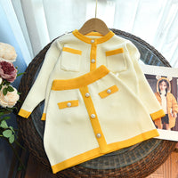 Load image into Gallery viewer, 2 Pieces Set Baby Kid Girls Color-blocking Crochet Cardigan And Skirts Wholesale 220927297
