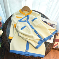 Load image into Gallery viewer, 2 Pieces Set Baby Kid Girls Color-blocking Crochet Cardigan And Skirts Wholesale 220927297
