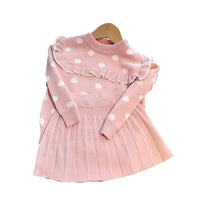 Load image into Gallery viewer, 2 Pieces Set Baby Kid Girls Polka dots Crochet Sweaters And Solid Color Skirts Wholesale 220927298
