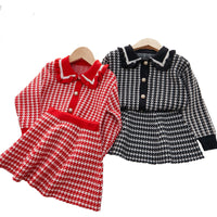 Load image into Gallery viewer, 2 Pieces Set Baby Kid Girls Checked Crochet Tops And Skirts Wholesale 220927308

