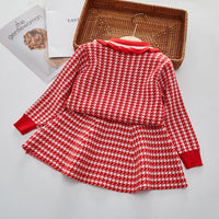 Load image into Gallery viewer, 2 Pieces Set Baby Kid Girls Checked Crochet Tops And Skirts Wholesale 220927308
