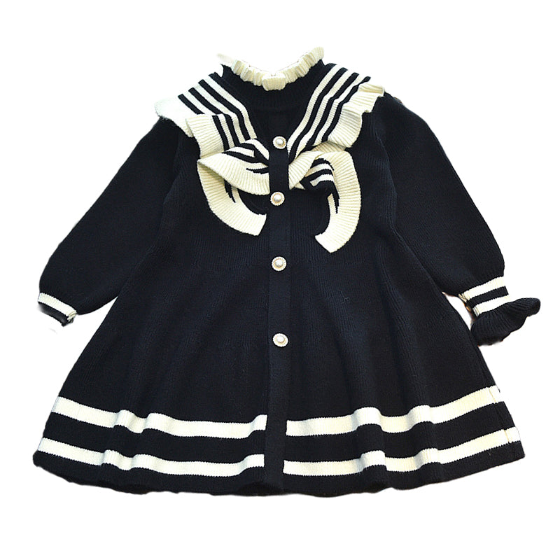 Baby Kid Girls Striped Color-blocking Dresses Wholesale 220927310