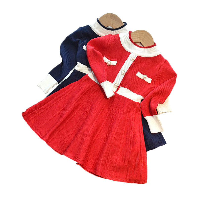 Baby Kid Girls Color-blocking Dresses Wholesale 220927311