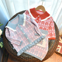 Load image into Gallery viewer, 2 Pieces Set Baby Kid Girls Color-blocking Star Print Tops And Skirts Wholesale 220927314
