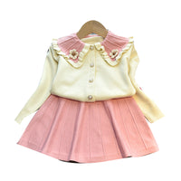 Load image into Gallery viewer, 2 Pieces Set Baby Kid Girls Flower Cardigan Knitwear And Solid Color Skirts Wholesale 220927356
