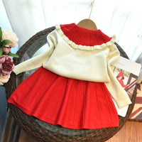Load image into Gallery viewer, 2 Pieces Set Baby Kid Girls Flower Cardigan Knitwear And Solid Color Skirts Wholesale 220927356
