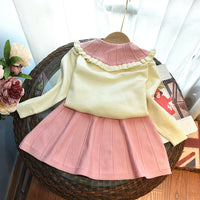 Load image into Gallery viewer, 2 Pieces Set Baby Kid Girls Flower Cardigan Knitwear And Solid Color Skirts Wholesale 220927356
