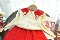 Load image into Gallery viewer, 2 Pieces Set Baby Kid Girls Flower Cardigan Knitwear And Solid Color Skirts Wholesale 220927356
