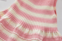 Load image into Gallery viewer, 2 Pieces Set Baby Kid Girls Solid Color Cardigan And Striped Knitwear Dresses Wholesale 220927357
