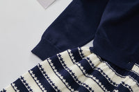 Load image into Gallery viewer, 2 Pieces Set Baby Kid Girls Solid Color Cardigan And Striped Knitwear Dresses Wholesale 220927357
