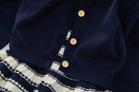 Load image into Gallery viewer, 2 Pieces Set Baby Kid Girls Solid Color Cardigan And Striped Knitwear Dresses Wholesale 220927357

